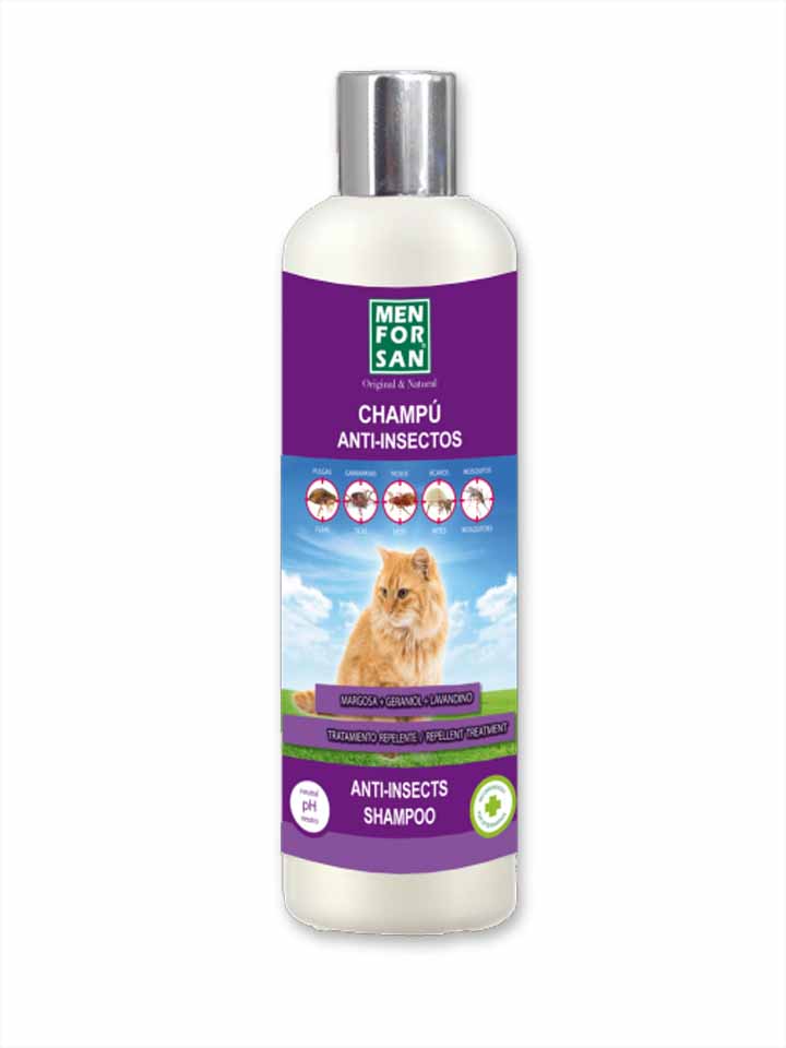 Shampoo Anti-insectos con Margosa, Geraniol y Lavandino para gatos
